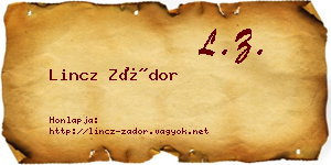 Lincz Zádor névjegykártya